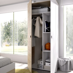 ARMARIO 2 PUERTAS DINA COLOR NATURAL / BLANCO