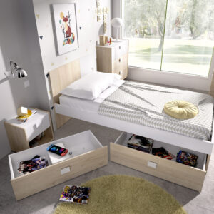 2 CAJONES CAMA INFERIOR DINA COLOR NATURAL / BLANCO