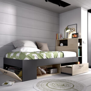 CAMA COMPACTA 90X190 LANKA 90 COLOR NATURAL / GRAFITO