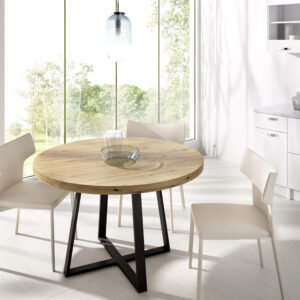 MESA COMEDOR FIJA 120 REDONDA PATAS METALICAS